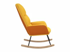 Sillón Balancín|Silla mecedora de tela mostaza ES76301