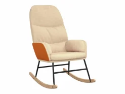 vidaxl Sillón Balancín|Silla mecedora de tela blanco