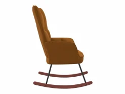 Sillón Balancín|Silla mecedora de terciopelo marrón ES33120