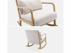 Sweeek Sillón Balancín|Silla mecedora estilo escandinavo con borreguito