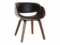 Silla negra y madera oscura nogal BENT^Miliboo