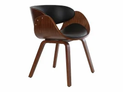 Silla negra y madera oscura nogal BENT^Miliboo