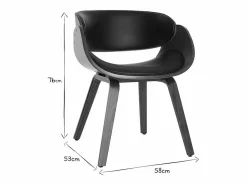 Silla negra y madera oscura nogal BENT^Miliboo