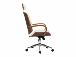 Clicnbuy Silla oficina con reposacabezas cuero sintético madera Crema