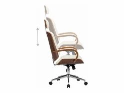 Clicnbuy Silla oficina con reposacabezas cuero sintético madera Crema