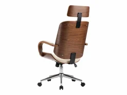Clicnbuy Silla oficina con reposacabezas cuero sintético madera Crema