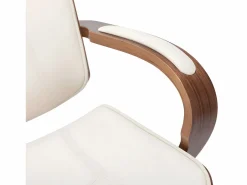 Clicnbuy Silla oficina con reposacabezas cuero sintético madera Crema