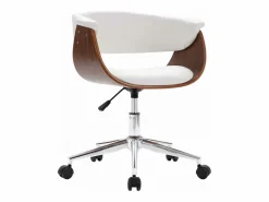 Silla oficina giratoria madera curvada cuero sintético blanco ES761955^ Discount
