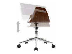 Silla oficina giratoria madera curvada cuero sintético blanco ES761955^ Discount