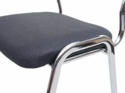 MCW Silla para visitas H401 Apilable (juego de 4), asiento gris oscuro, patas cromadas Gris antracita / Plateado Online
