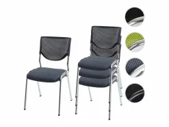 MCW Silla para visitas H401 Apilable (juego de 4), asiento gris oscuro, patas cromadas Gris antracita / Plateado Online