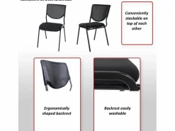 MCW Silla para visitas H401 Apilable (juego de 4), asiento gris oscuro, patas cromadas Gris antracita / Plateado Online