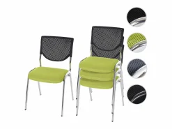 MCW Silla para visitas H401 Apilable (juego de 4), asiento verde, patas cromadas Verde / Plateado Clearance