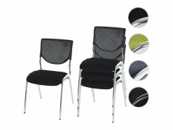 Silla para visitas H401 Apilable (juego de 4), asiento negro, patas cromadas^MCW Clearance