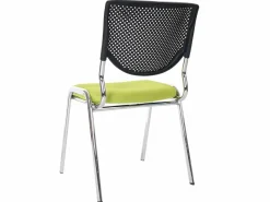 MCW Silla Conferencia|Silla para visitas H401 Apilable, asiento verde, pies cromados
