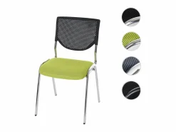 MCW Silla Conferencia|Silla para visitas H401 Apilable, asiento verde, pies cromados