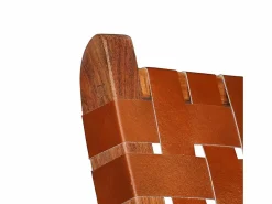 vidaxl Silla plegable con rayas cruzadas cuero auténtico marrón Marru00f3n Best