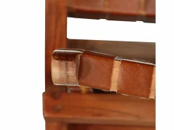 vidaxl Silla plegable con rayas cruzadas cuero auténtico marrón Marru00f3n Best