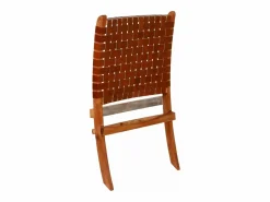 vidaxl Silla plegable con rayas cruzadas cuero auténtico marrón Marru00f3n Best