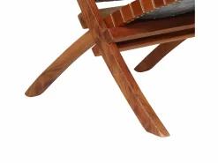 Silla plegable de tiras cruzadas de cuero auténtico marrón^Clicnbuy New