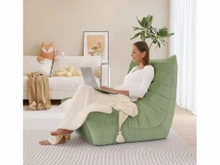 DripeX Sillón Escandinavo|Silla Strazy in Green Caterpillar - Asiento profundo de 62 cm - 80x85x84cm