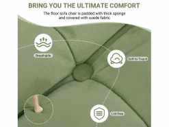 DripeX Sillón Escandinavo|Silla Strazy in Green Caterpillar - Asiento profundo de 62 cm - 80x85x84cm