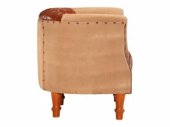Sillón Estilo Cabriolet|Sillón | Silla de cuero auténtico y madera maciza de mango marrón SHL6869