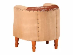 Sillón Estilo Cabriolet|Sillón | Silla de cuero auténtico y madera maciza de mango marrón SHL6869
