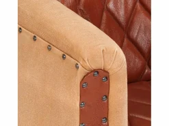 Sillón Estilo Cabriolet|Sillón | Silla de cuero auténtico y madera maciza de mango marrón SHL6869