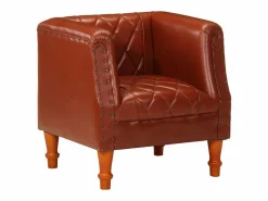 Sillón | Silla de cuero de cabra auténtico marrón SHL9098 Marru00f3n Discount