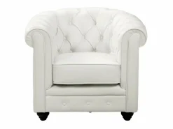 Vente-unique Sillón acolchado CHESTERFIELD - Piel sintética - Blanco New