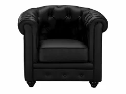 Vente-unique Sillón acolchado CHESTERFIELD - Piel sintética - Negro Sale