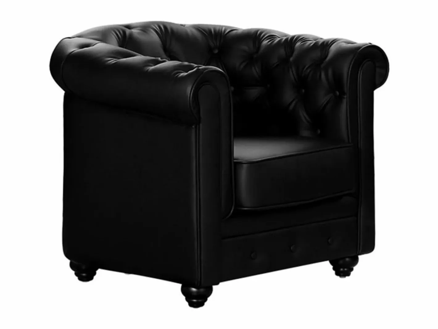 Vente-unique Sillón acolchado CHESTERFIELD - Piel sintética - Negro Sale