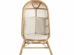 Made In Meubles Sillón alto de ratán Malia con almacenamiento integrado Marru00f3n Clearance