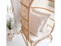 Made In Meubles Sillón alto de ratán Malia con almacenamiento integrado Marru00f3n Clearance