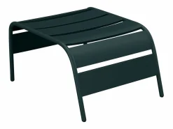 MYLIA Sillón bajo apilable de jardín + reposapiés - metal - Verde abeto - MIRMANDE de Verde pino Online