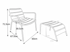 Sillón bajo de jardín apilable de metal + un reposapiés - - MIRMANDE^MYLIA Discount