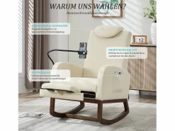 Sillón Balancín|Sillón Escandinavo|Sillón Balancín con Reposapiés y Almacenamiento Lateral - Confort Ergonómico en Pana - Ideal para Salón, Oficina y Rincón de Lectura