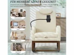Sillón Balancín|Sillón Escandinavo|Sillón Balancín con Reposapiés y Almacenamiento Lateral - Confort Ergonómico en Pana - Ideal para Salón, Oficina y Rincón de Lectura