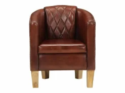 Sillón butaca de cuero auténtico marrón^vidaxl