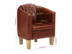 Sillón butaca de cuero auténtico marrón^vidaxl