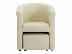 Vente-unique Sillón|Sillón Estilo Cabriolet|Sillón cabriolet y puf de imitación estilo clásico atemporal JOVANA