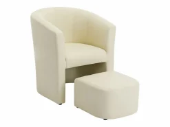 Vente-unique Sillón|Sillón Estilo Cabriolet|Sillón cabriolet y puf de imitación estilo clásico atemporal JOVANA