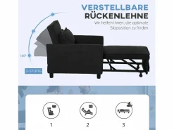 Sillón cama 3 en 1 con función reclinable, tela, (84x74x81 cm) Negro Clearance
