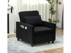 Sillón cama 3 en 1 con función reclinable, tela, (84x74x81 cm) Negro Clearance