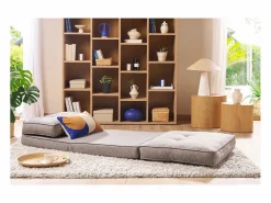 Miliboo Sillón cama de 1 plaza de tela jaspeado SALLY Gris New