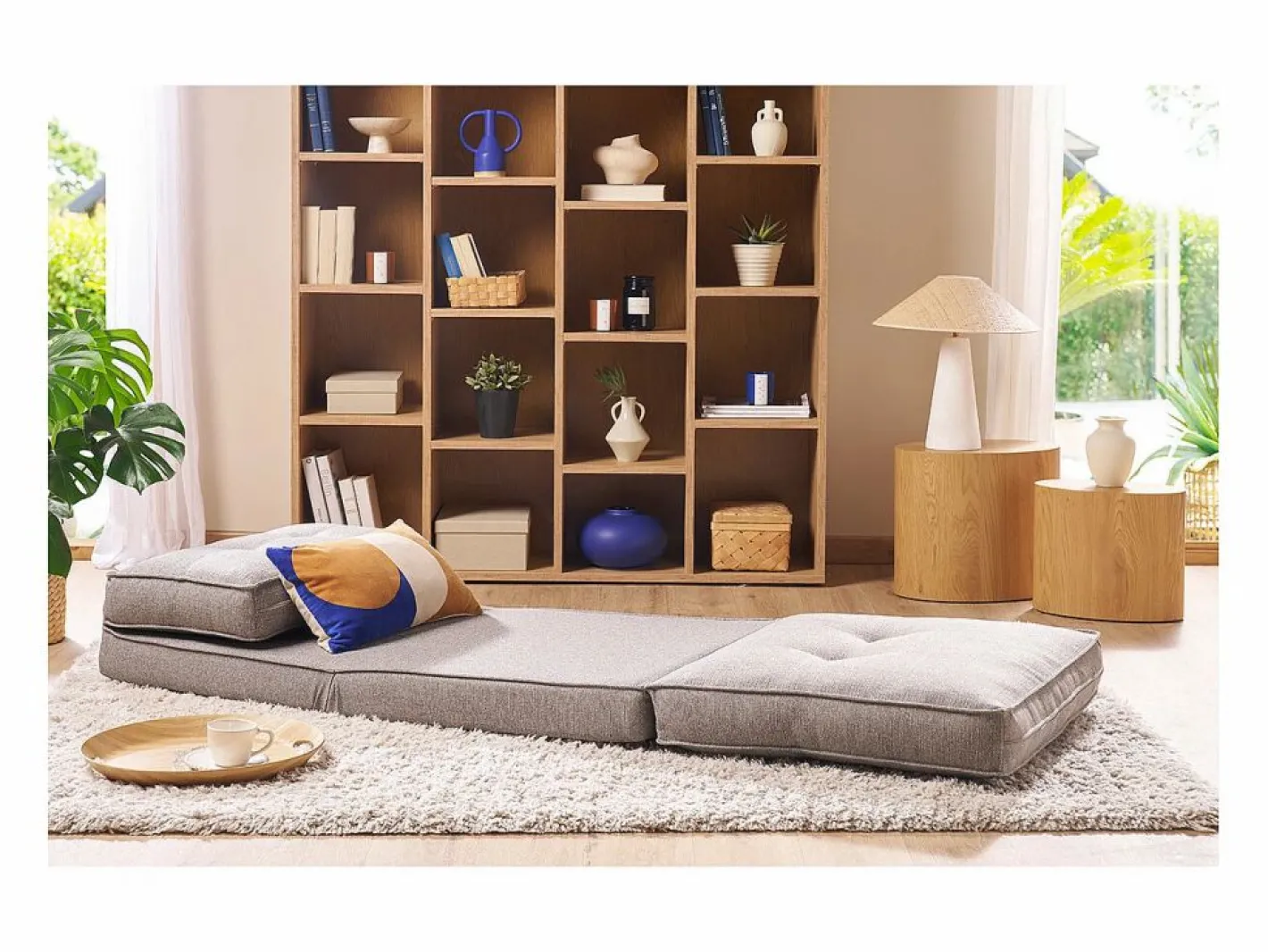 Miliboo Sillón cama de 1 plaza de tela jaspeado SALLY Gris New