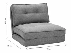 Miliboo Sillón cama de 1 plaza de tela jaspeado SALLY Gris New