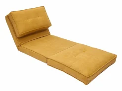 Sillón cama de 1 plaza de tejido efecto aterciopelado mostaza SALLY^Miliboo