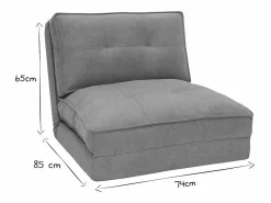 Sillón cama de 1 plaza de tejido efecto aterciopelado mostaza SALLY^Miliboo